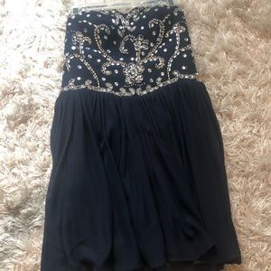 Navy blue formal dress with sequins